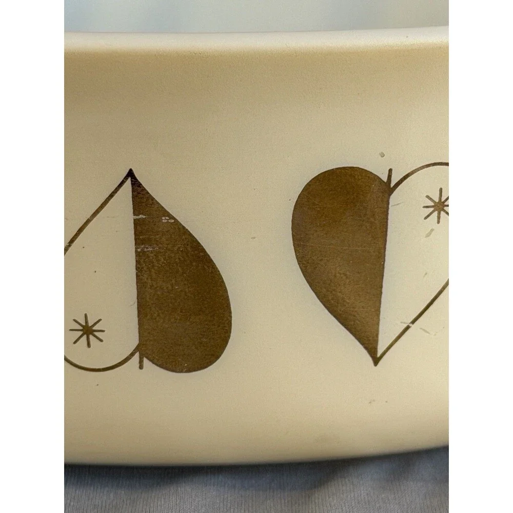 VTG PYREX Golden Hearts Promotional Casserole #045 2.5 Qt W Candle Warmer READ